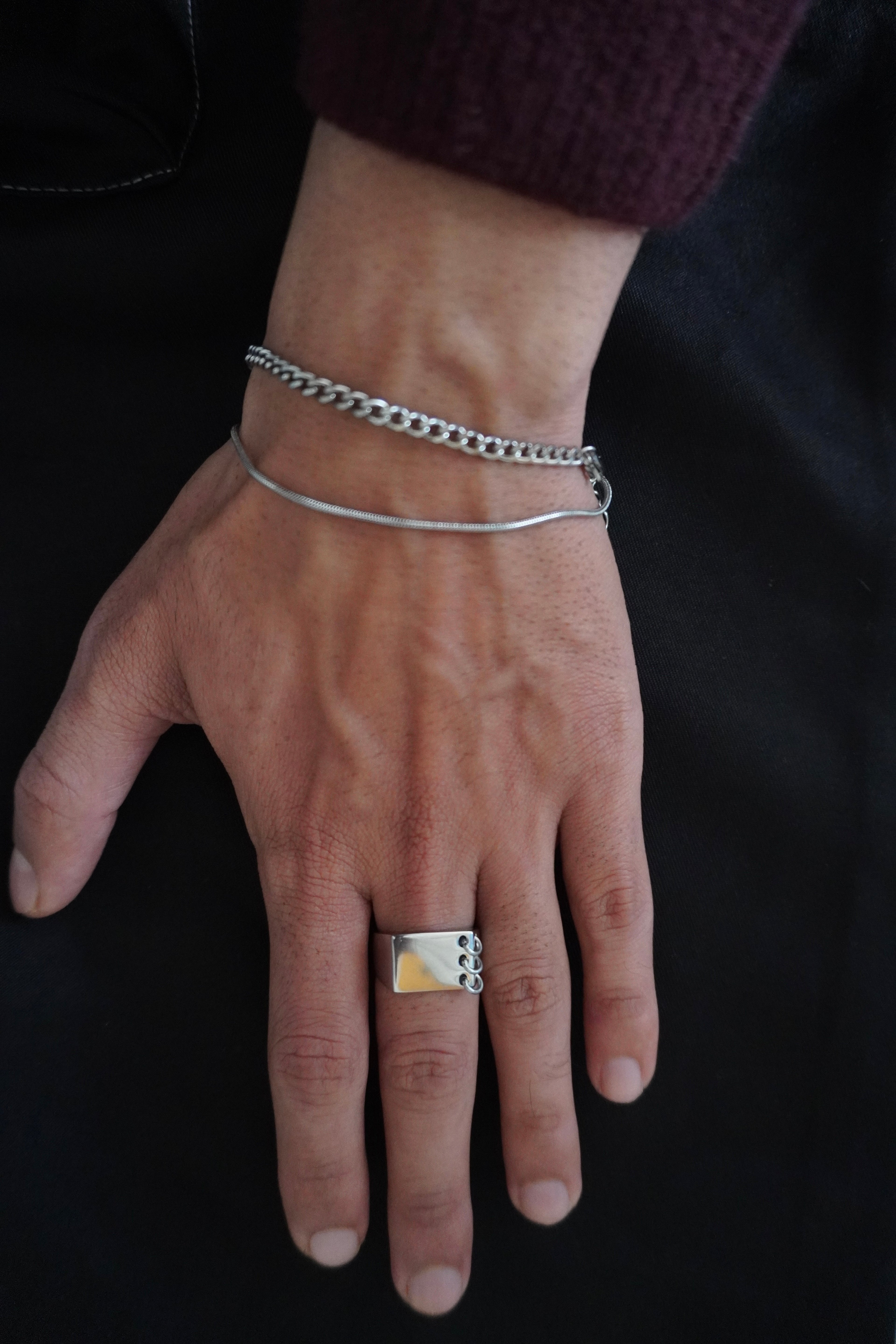 3 small rings Rectangular Band