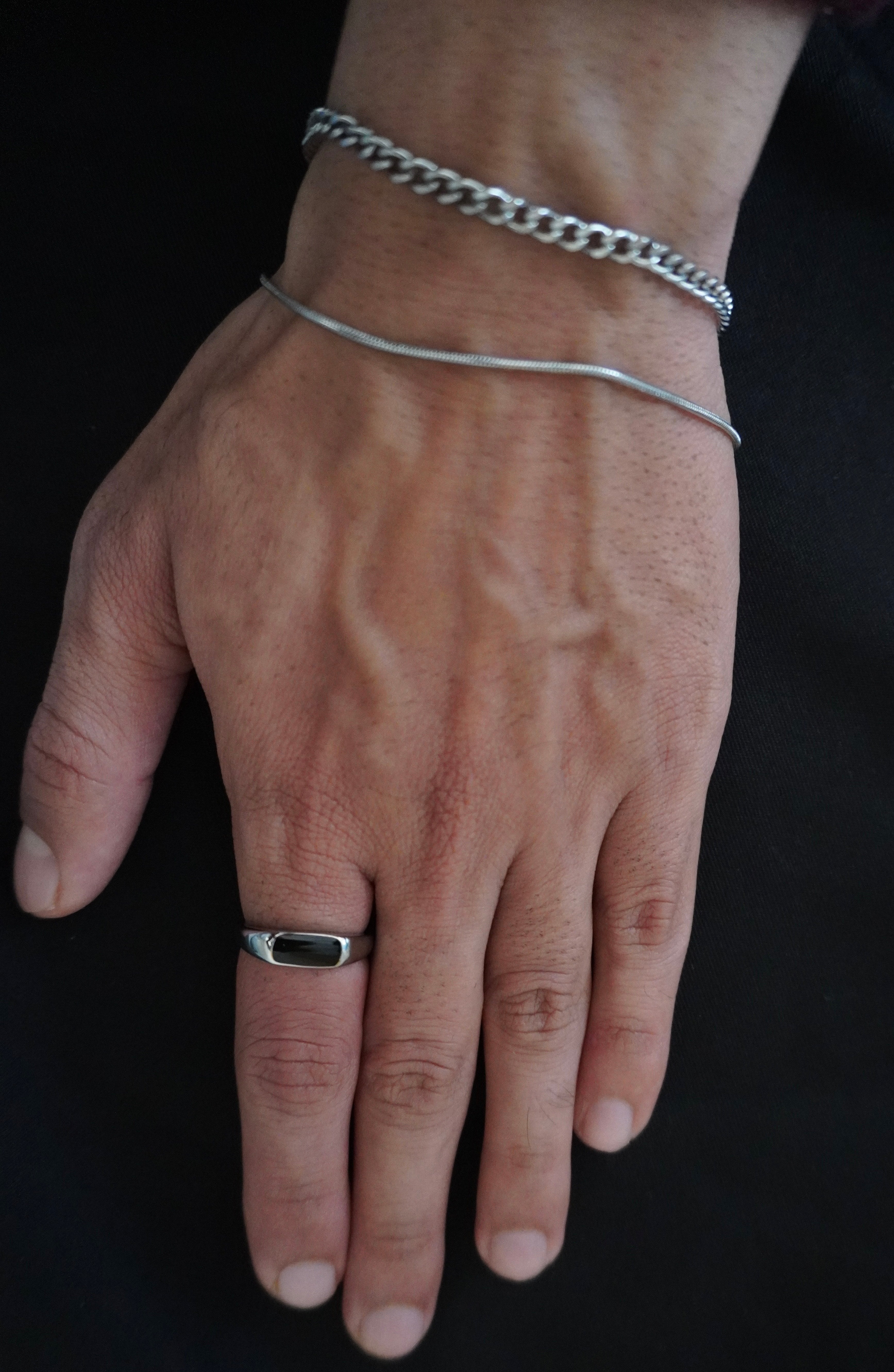 Black Enamel Rectangle Signet ring