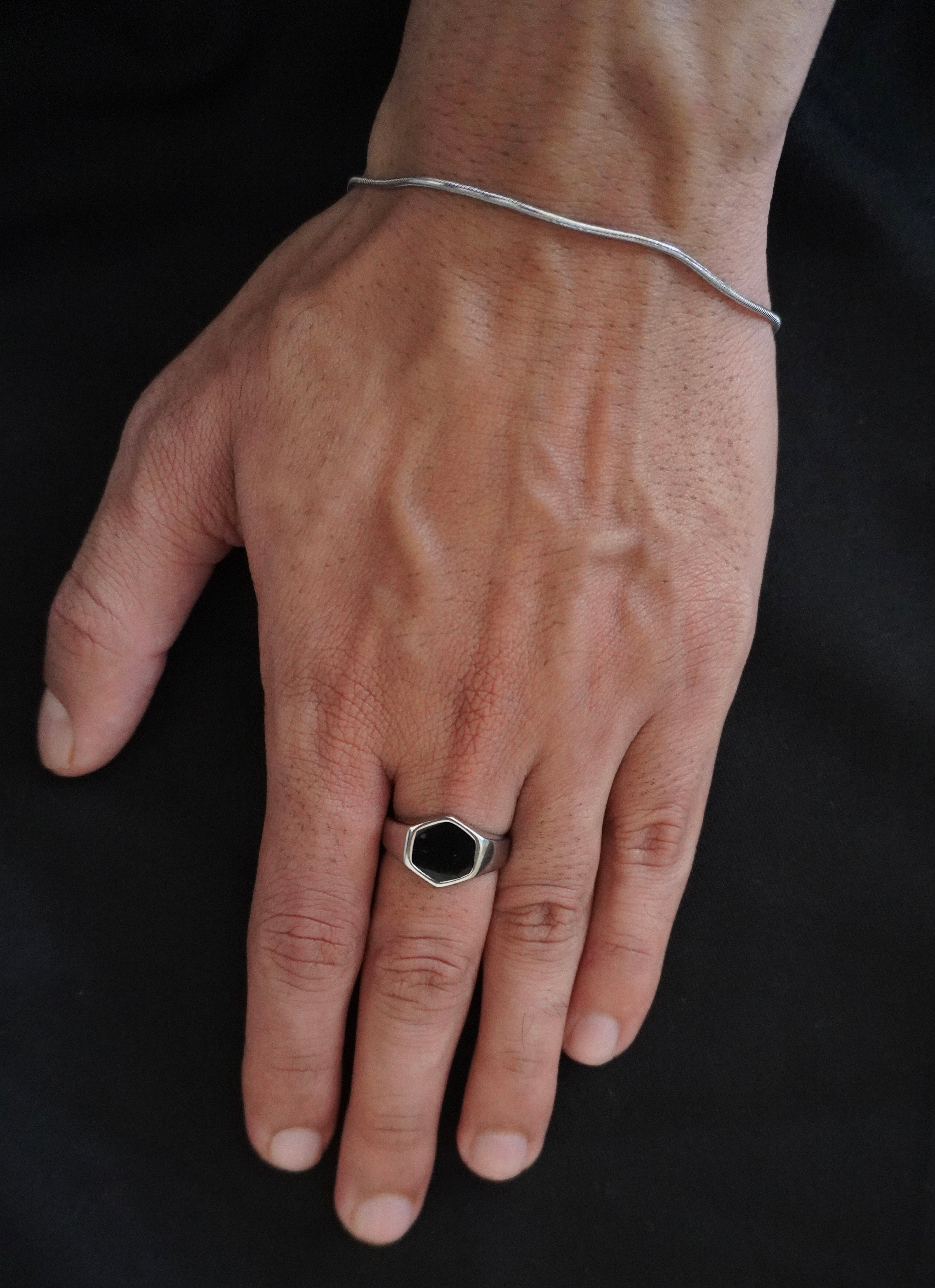 Hexagonal Signet Ring (Glossy Matte Stamp)