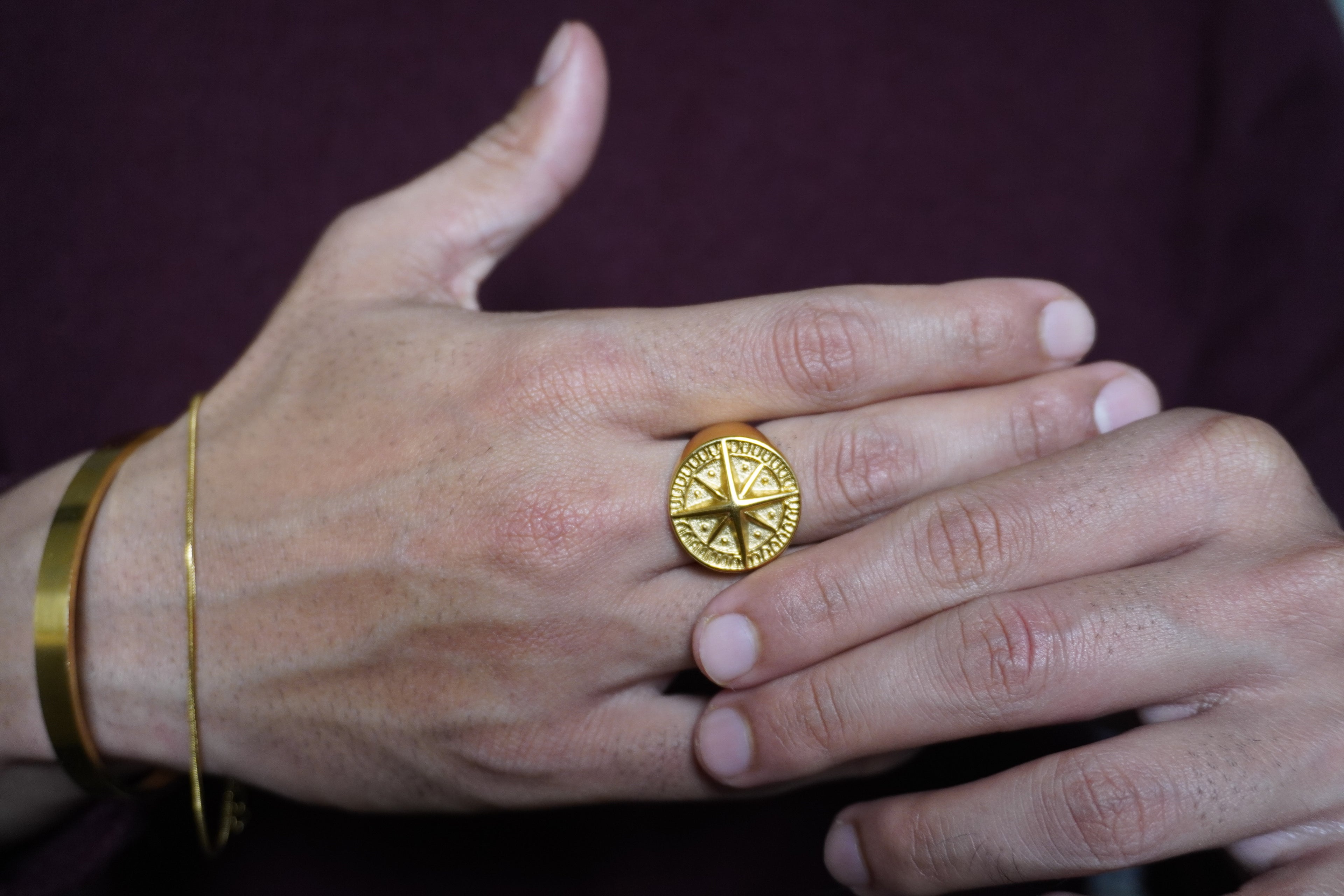 Golden Compass Signet Ring