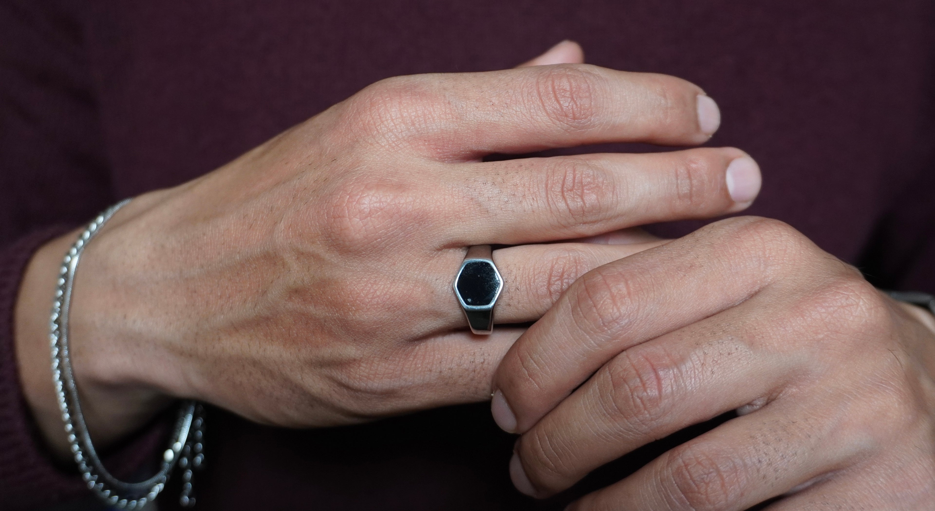 Hexagonal Signet Ring (Glossy Matte Stamp)