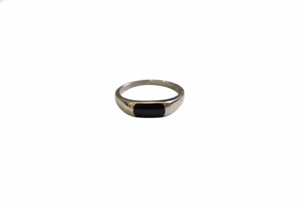 Black Enamel Rectangle Signet ring