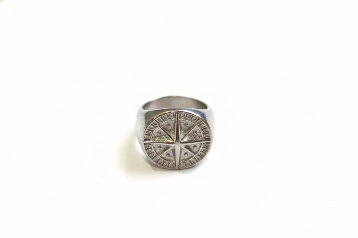 Silver Compass Signet Ring