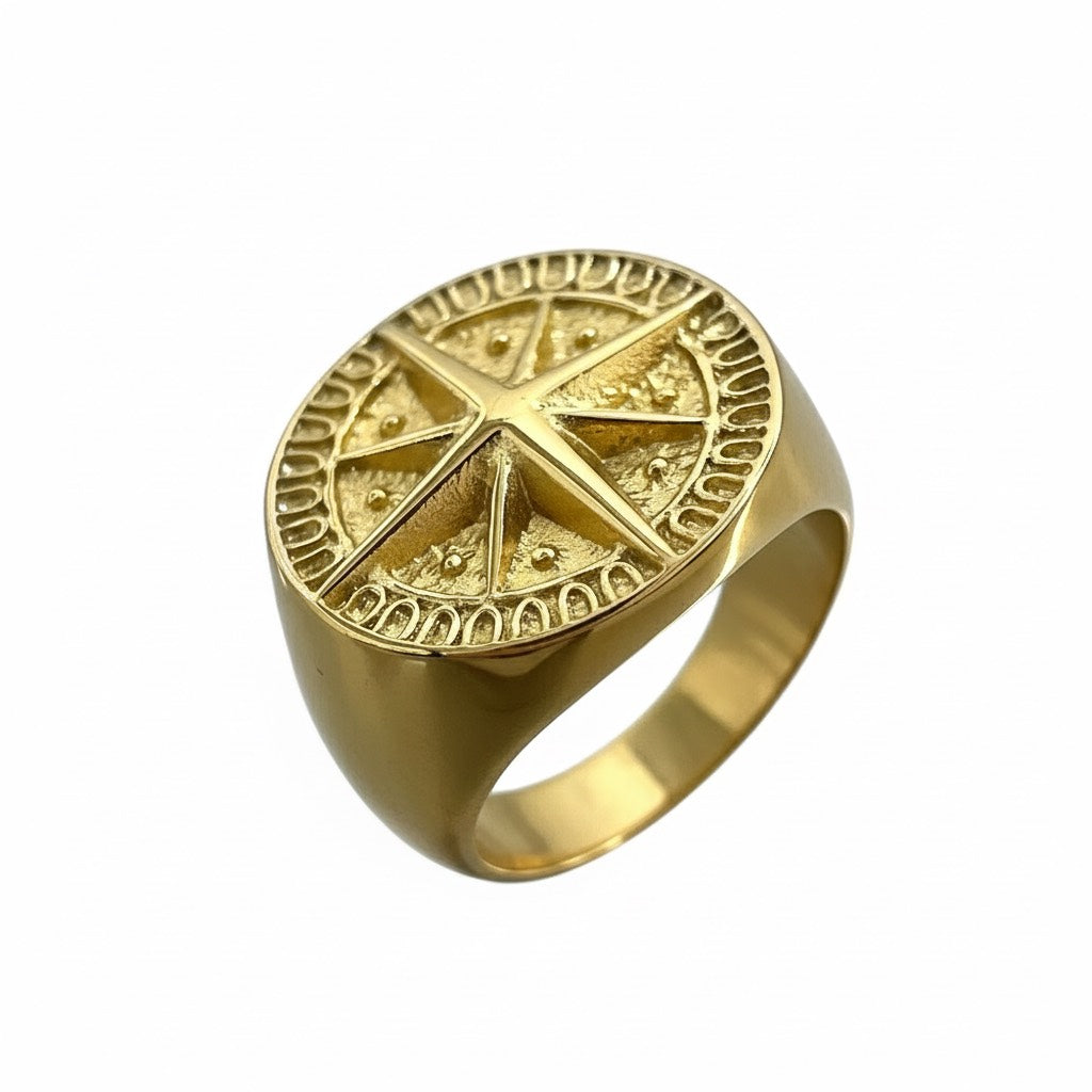 Golden Compass Signet Ring