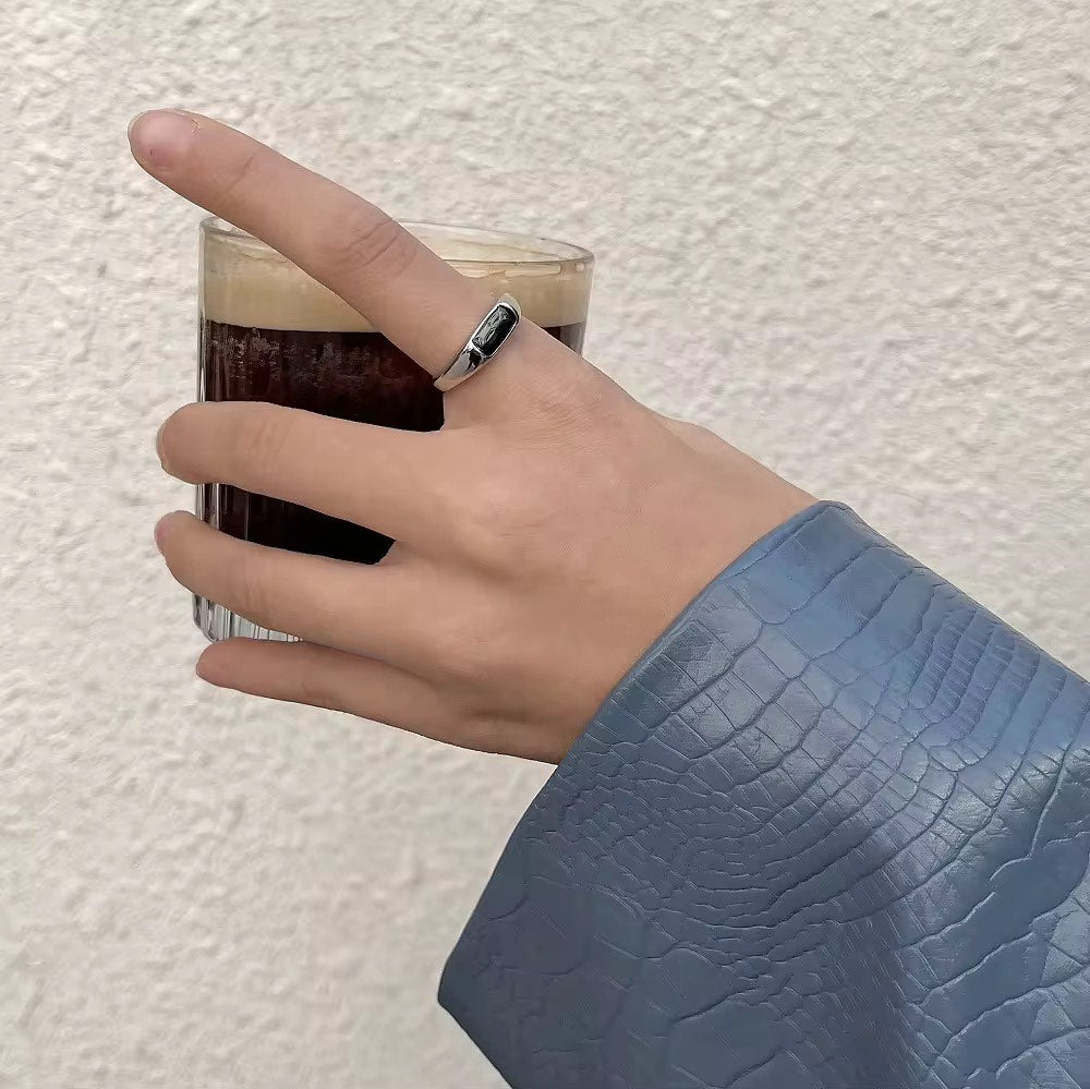 Black Enamel Rectangle Signet ring