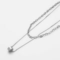 Dual Chain necklace with round pendant 40/50cm