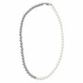 Half Freshwater pearl, Half Steel Ball Necklace Choker