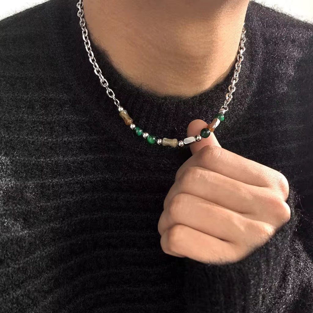 42+5cm Bamboo Colorblock Beaded necklace