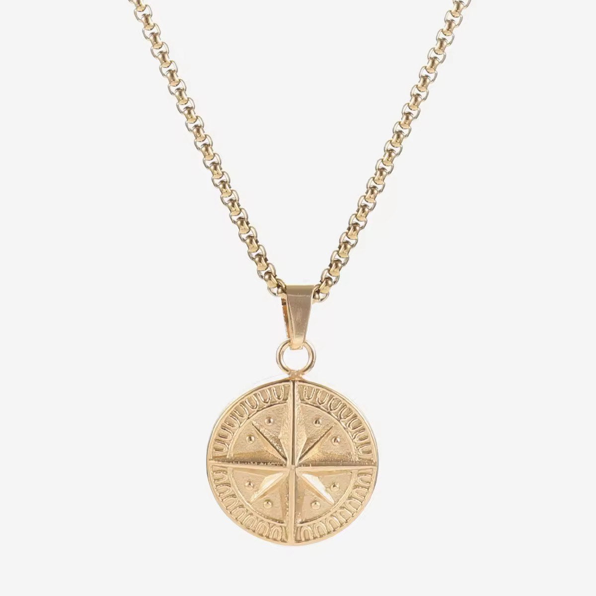 18K Gold Compass Pendant Necklace
