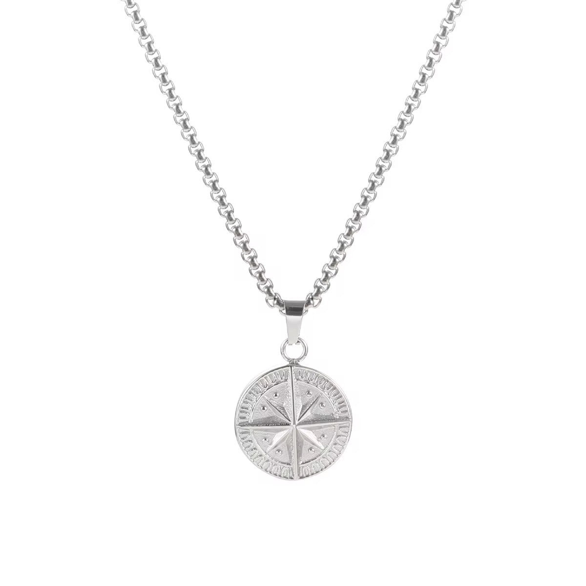 Silver compass pendant necklace