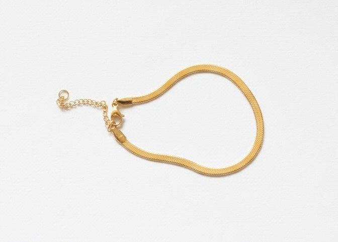 18k Gold snake Chain Bracelet (Adjustable 17+5cm)