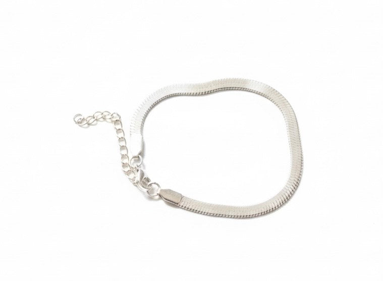 Silver snake Chain Bracelet (Adjustable 17+5cm)