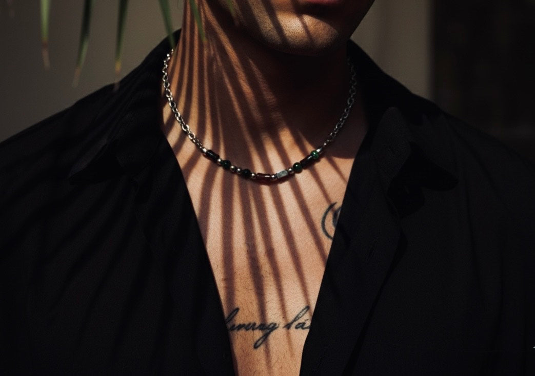 42+5cm Bamboo Colorblock Beaded necklace