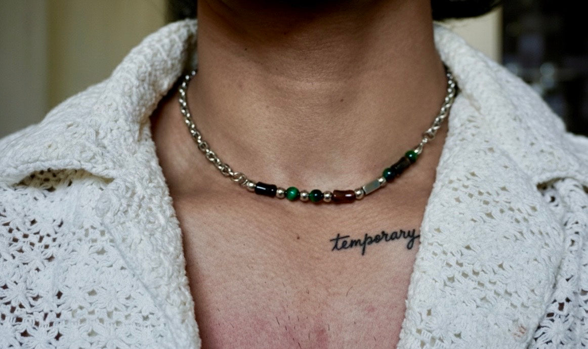 42+5cm Bamboo Colorblock Beaded necklace